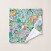 Wasserfarbe Dinosaurier Camping Kinder Badhandtuch Set (Waschlappen)