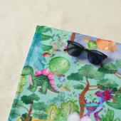 Wasserfarbe Dinosaurier Camping Kinder Personalisi Strandtuch (Beispiel)
