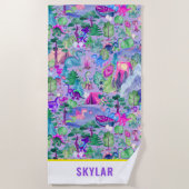 Wasserfarbe Dinosaurier Camping Kinder Personalisi Strandtuch (Vorderseite)