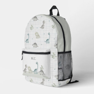 Wasserfarbe-Dinosaurier-Gingham-Karo-Personalisier Bedruckter Rucksack