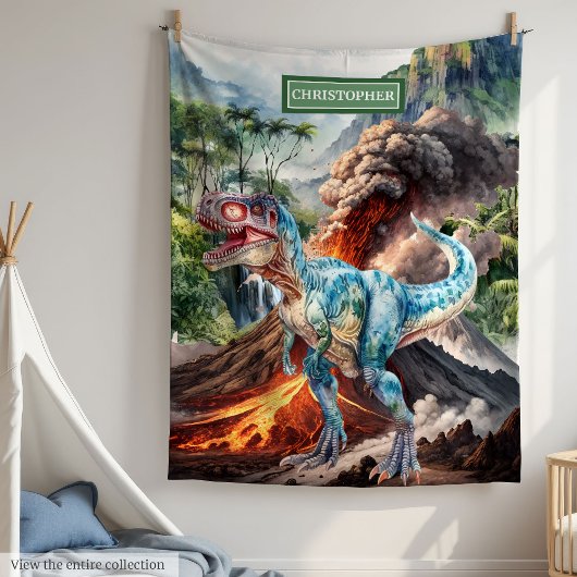 Wasserfarbe Dinosaurier Individuelle Name Blanket Fleecedecke