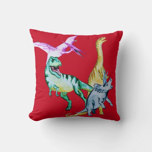 Wasserfarbe Dinosaurier Kinder Kissen (Vorderseite)