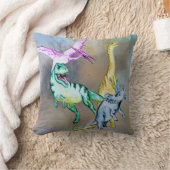 Wasserfarbe Dinosaurier Kinder Kissen (Decke)