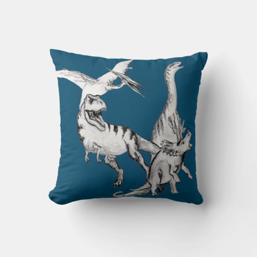 Wasserfarbe Dinosaurier Kinder Kissen (Vorderseite)