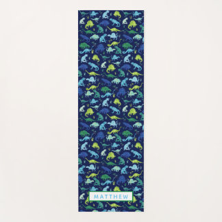 Wasserfarbe Dinosaurier Muster Blau Grüne Kinder Yogamatte