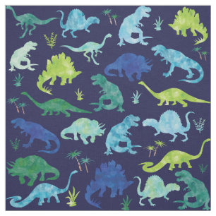 Wasserfarbe-Dinosaurier-Silhouette Muster Blau für Stoff