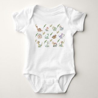 Wasserfarbe-Dinosaurier-T-Shirt Baby Strampler