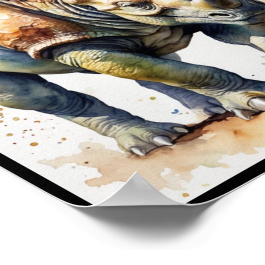 Wasserfarbe Dinosaurier Triceratops Ceratopsian Poster (Ecke)