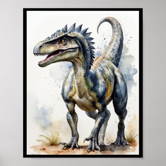Wasserfarbe Dinosaurier Velociraptor Theropod Wall Poster (Vorne)