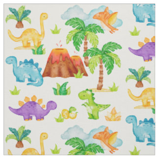 Wasserfarbe Dinosaurier Vulkan Palm Tree Kids Baby Stoff