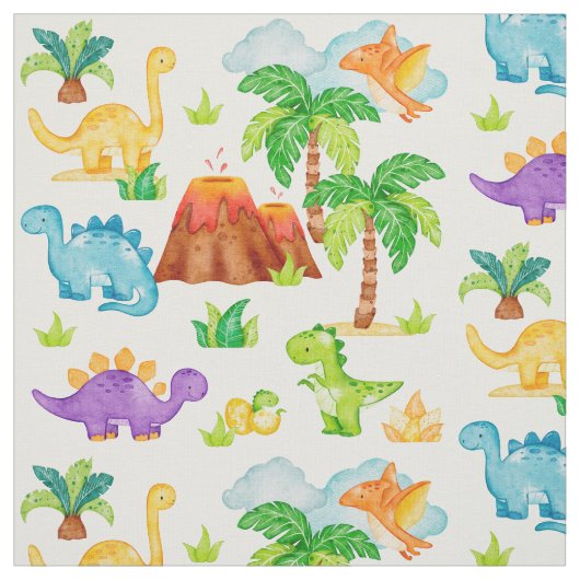 Wasserfarbe Dinosaurier Vulkan Palm Tree Kids Baby Stoff (Muster)