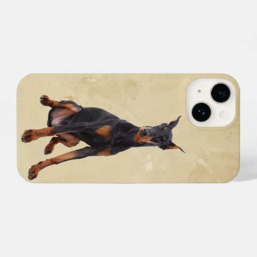 Wasserfarbe Doberman Pincher Hund Tier Tier iPhone Hülle (Rückseite (Horizontal))