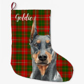 Wasserfarbe Doberman Pinscher Dog Personalisiert Großer Weihnachtsstrumpf (Vorderseite)