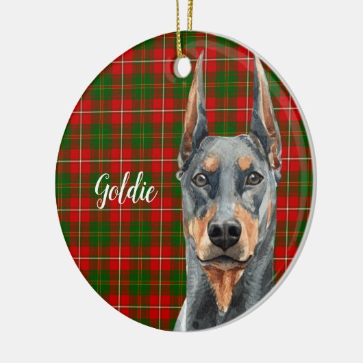 Wasserfarbe Doberman Pinscher Dog Personalisiert Keramik Ornament (Links)