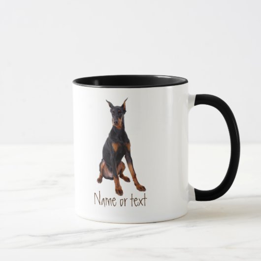 Wasserfarbe Doberman Pinscher Hund Haustier Custom Tasse (Rechts)