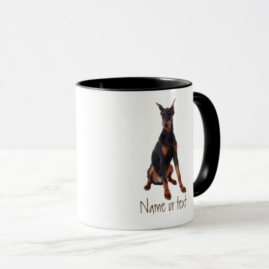 Wasserfarbe Doberman Pinscher Hund Haustier Custom Tasse (VorderseiteRechts)