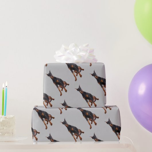 Wasserfarbe Doberman Pinscher Hund Tier Tier Geschenkpapier (Partygeschenke)