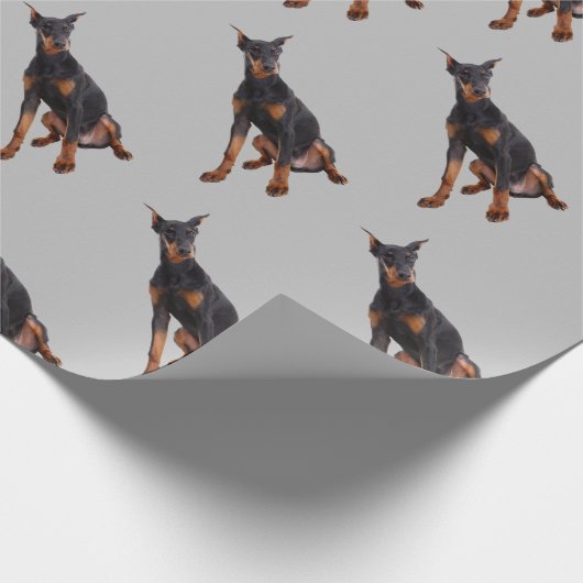 Wasserfarbe Doberman Pinscher Hund Tier Tier Geschenkpapier (Ecke)