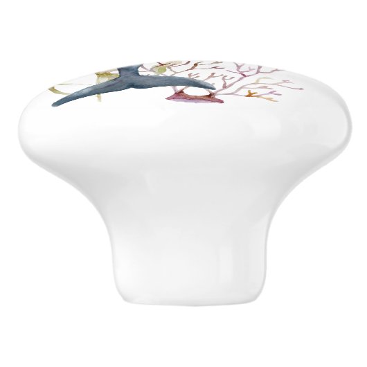 WASSERFARBE DOLPHIN ART KÜSTENSTRAND - URLAUB KERAMIKKNAUF (Seitenansicht)