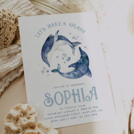 Wasserfarbe Dolphin Geburtstag Einladung