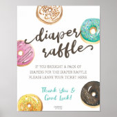 Wasserfarbe Donut Babydusche Windeln Raffelzeichen Poster (Vorne)