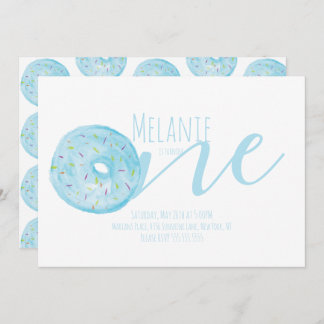 Wasserfarbe Donut Erster Geburtstag Süßes Party Bl Einladung