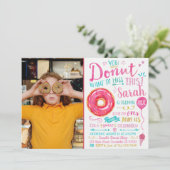 Wasserfarbe Donut Geburtstag Einladung mit Foto (Stehend Vorderseite)
