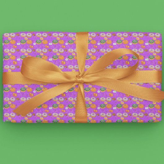 Wasserfarbe Donut-leckeres Happy Halloween Candy Geschenkpapier