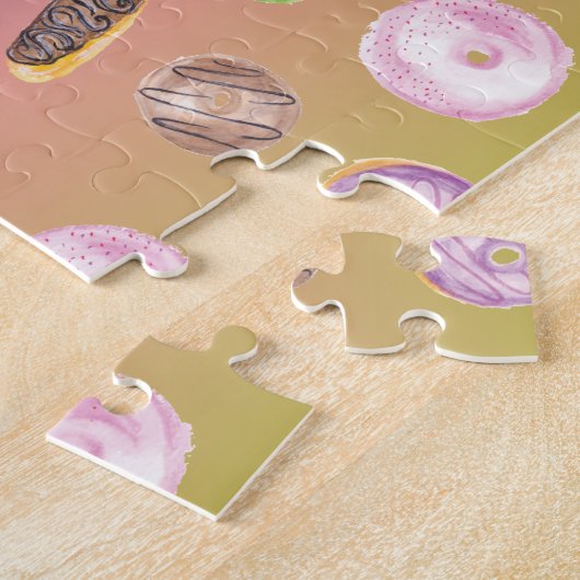 Wasserfarbe Donut Ombre Regenbogen farbig Puzzle (Seite)