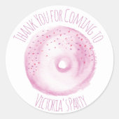 Wasserfarbe Donut Rosa Sprinklen Handgezeichnetes  Runder Aufkleber (Vorderseite)