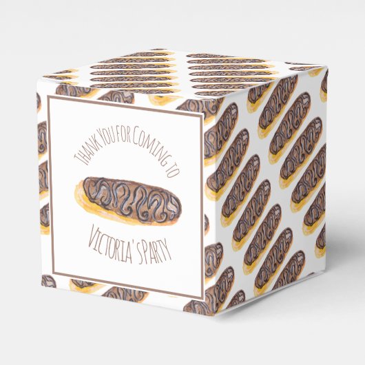 Wasserfarbe Donut Schokolade Hand Drawn Eclair Geschenkschachtel (Vorderseite)