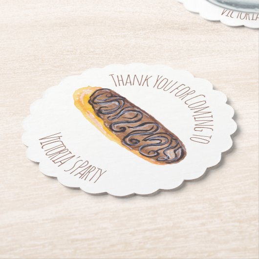 Wasserfarbe Donut Schokolade Hand Drawn Eclair Untersetzer (angewinkelt)