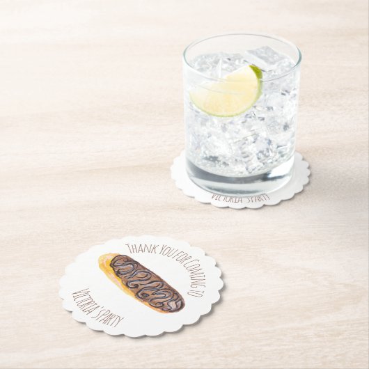 Wasserfarbe Donut Schokolade Hand Drawn Eclair Untersetzer (Vor Ort)