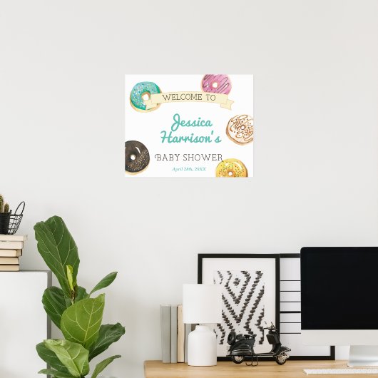 Wasserfarbe Donut Sweet Baby Dusche Willkommen Poster (Heimbüro)