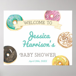 Wasserfarbe Donut Sweet Baby Dusche Willkommen Poster