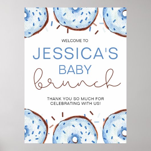 Wasserfarbe Donuts Baby Brunch Dusche Poster (Vorne)