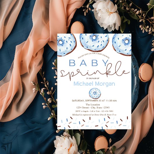 Wasserfarbe Donuts Baby Sprinkle Boy Baby Dusche Einladung