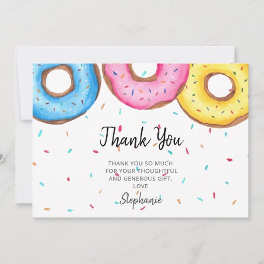 Wasserfarbe Donuts Kinderdusche Dankeskarte (Vorderseite)