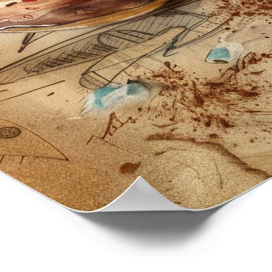 Wasserfarbe Donuts Nostalgisches Abendessen Kunst, Poster (Ecke)