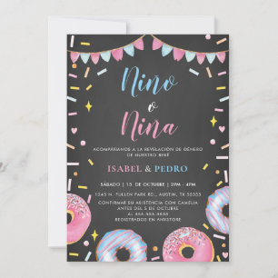 Wasserfarbe Donuts Schwarzes Spanisches Geschlecht Einladung
