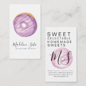 Wasserfarbe Donuts Süßigkeiten Backkuchen Dekorato Visitenkarte (Vorne/Hinten)