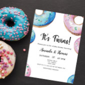 Wasserfarbe Donuts Twin Boy Girl Babydusche Einladung