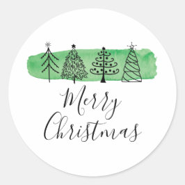 Wasserfarbe Doodle Holiday Runder Aufkleber