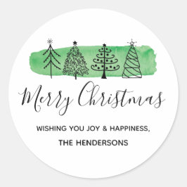 Wasserfarbe Doodle Holiday Runder Aufkleber