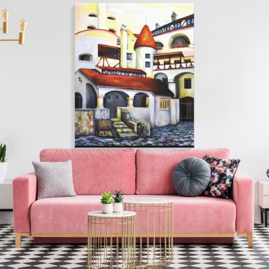 Wasserfarbe Dracula Burg Räume Garten Leinwanddruck (Insitu (Wohnzimmer))