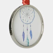 Wasserfarbe Dreamcatcher mit 3 Federn Silbernes Ornament (Rechts)