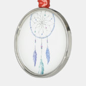 Wasserfarbe Dreamcatcher mit 3 Federn Silbernes Ornament (Links)