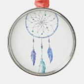 Wasserfarbe Dreamcatcher mit 3 Federn Silbernes Ornament (Vorne)