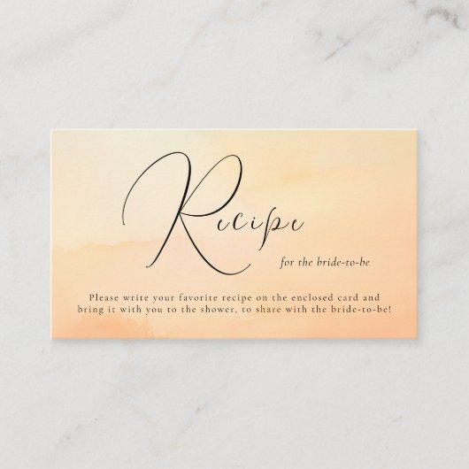 Wasserfarbe Dreamy Cloud Nine Brautparty Rezept Begleitkarte (Vorderseite)