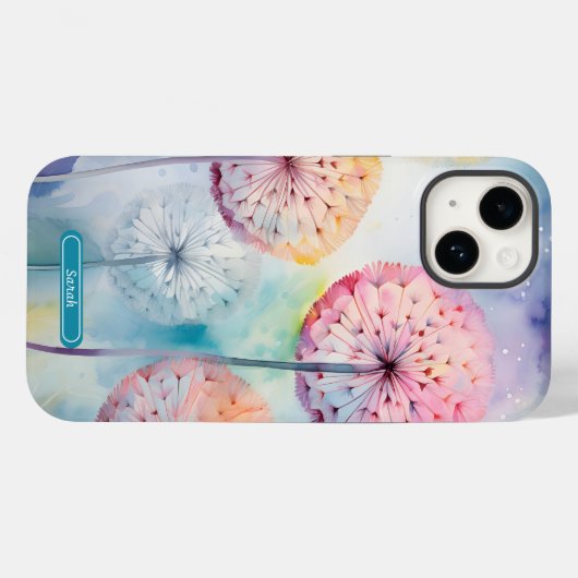 Wasserfarbe Dreamy Dandela Personalisiert Case-Mate iPhone Hülle (Rückseite (Horizontal))